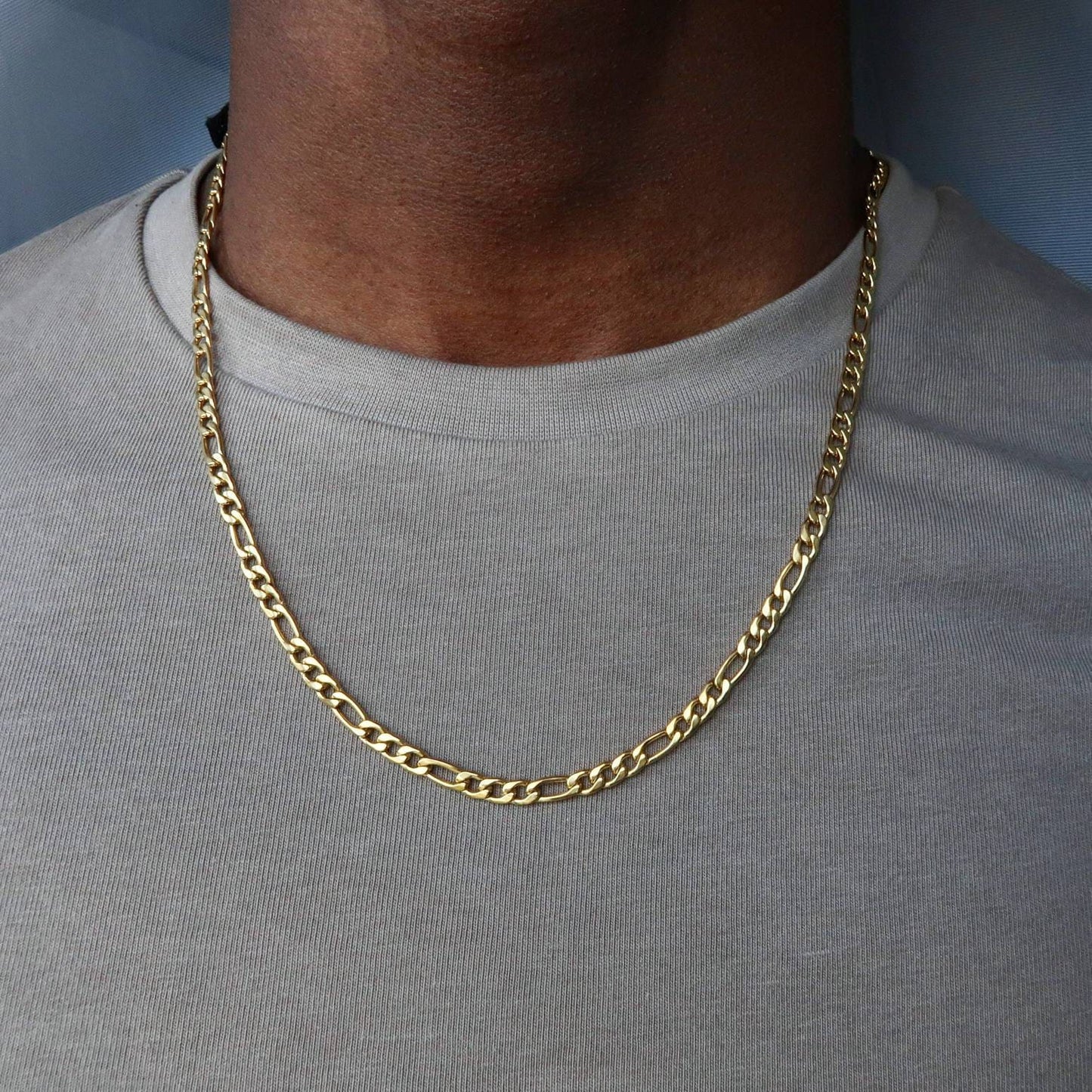 Men's Figaro Link Chain in Yellow Gold - 5mm