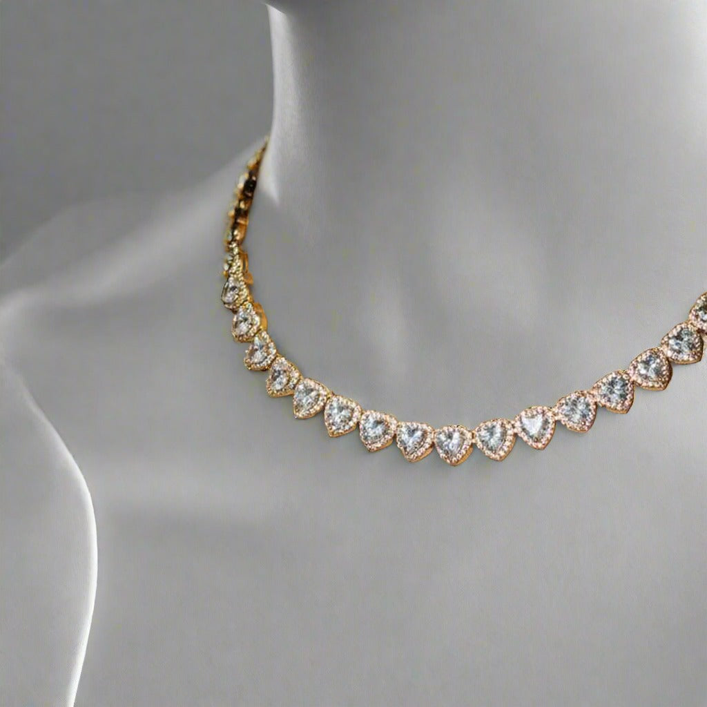 Women's Heart Cut Cluster Tennis Chain