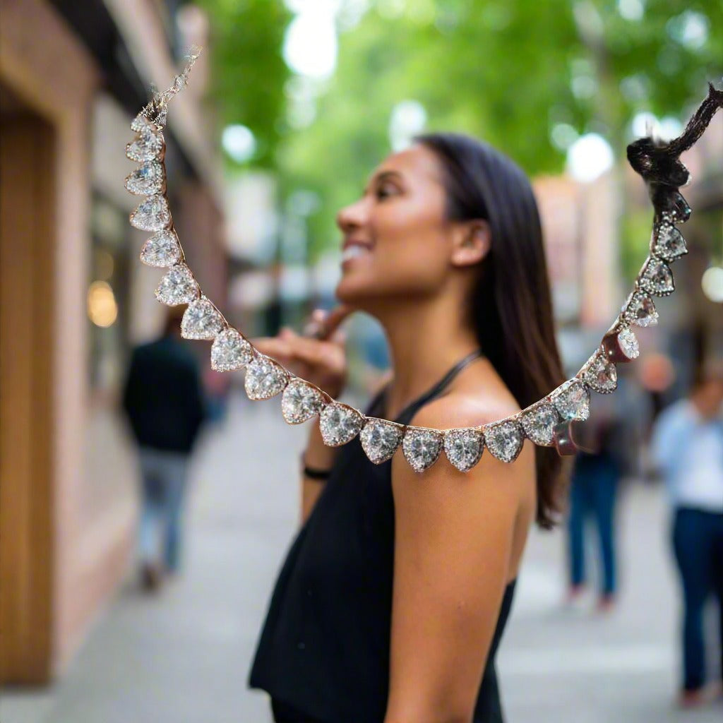 Women's Heart Cut Cluster Tennis Chain