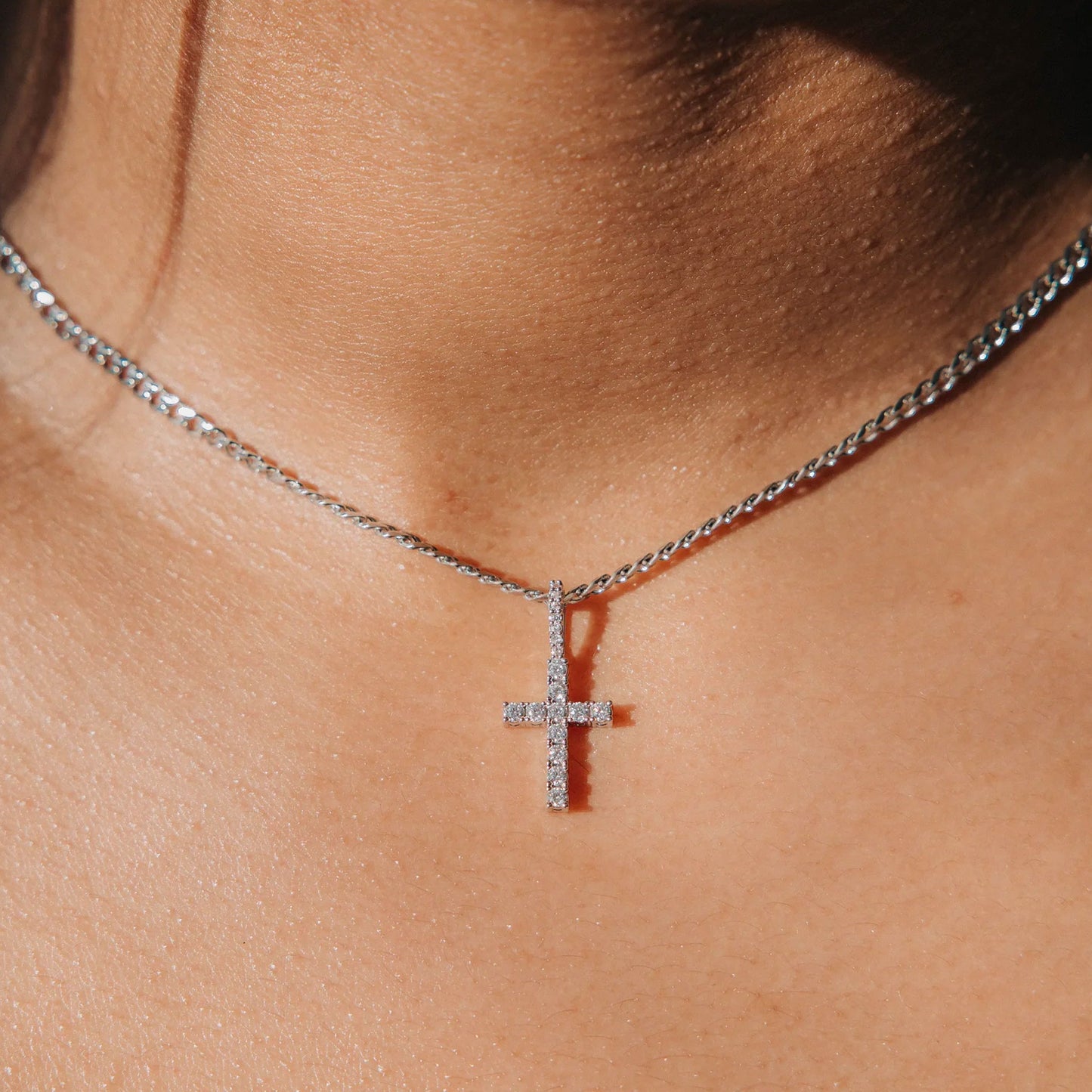 Women's Diamond Micro Cross Pendant