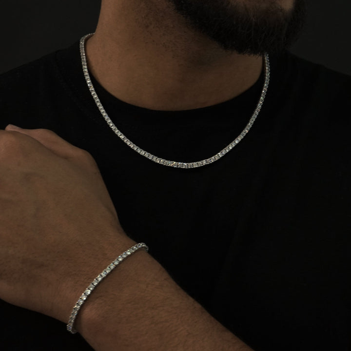 Men's 3mm Tennis Chain and Bracelet Set