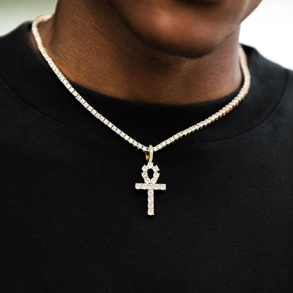 Men's Diamond Ankh Key 3mm Diamond Tennis Chain