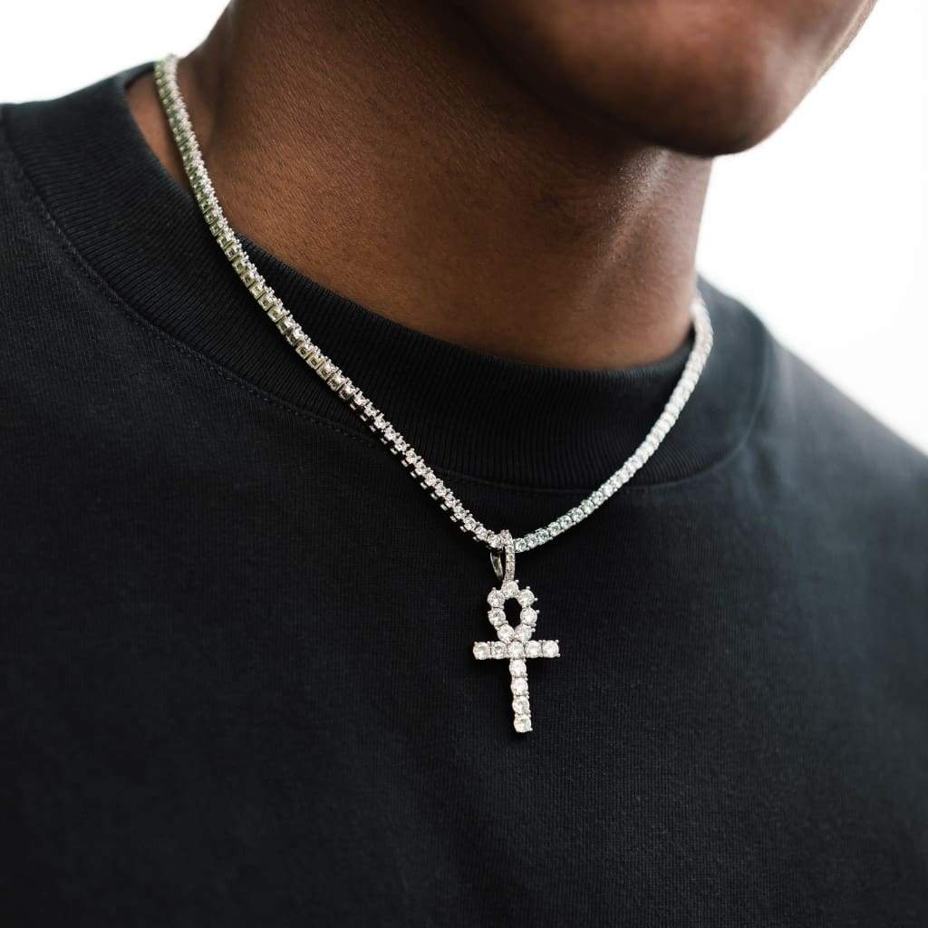 Men's Diamond Ankh Key and 3mm Diamond Tennis Chain