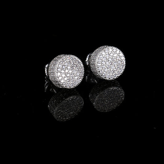 Women's Iced Out Round Stud Earring