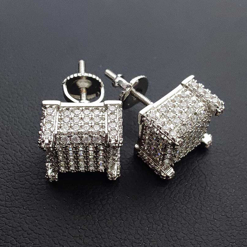 Women's Diamond Cut Stud Earring