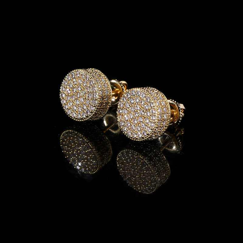 Women's Iced Out Round Cut Stud Earring