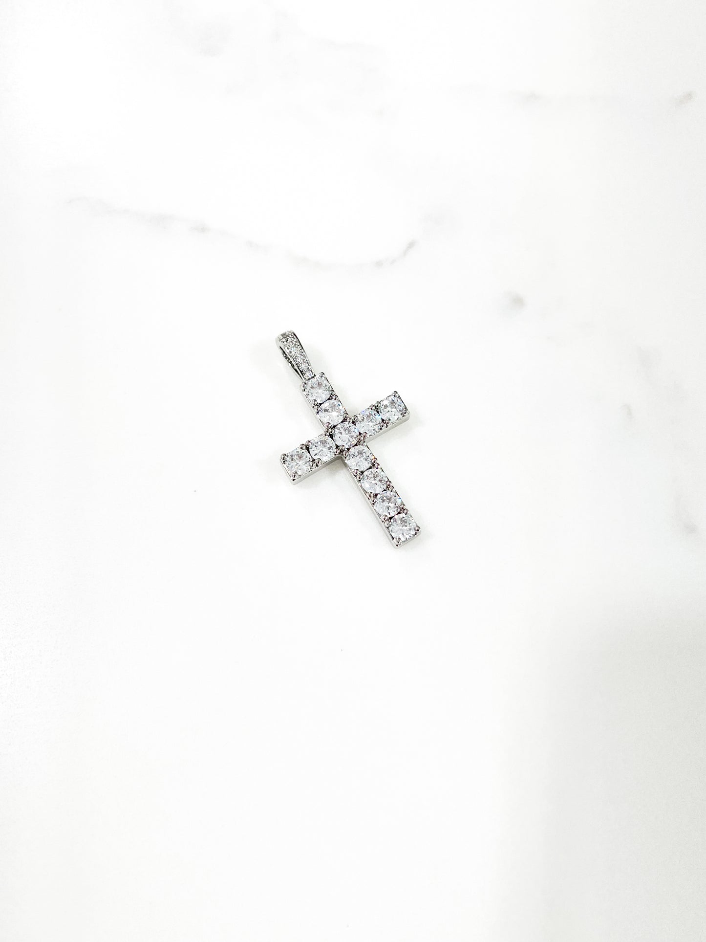 Micro White Gold Diamond Cross