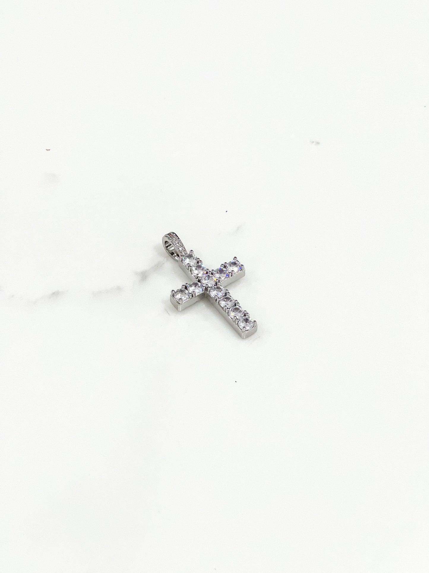 Men's Diamond Cross and 3mm Diamond Tennis Chain