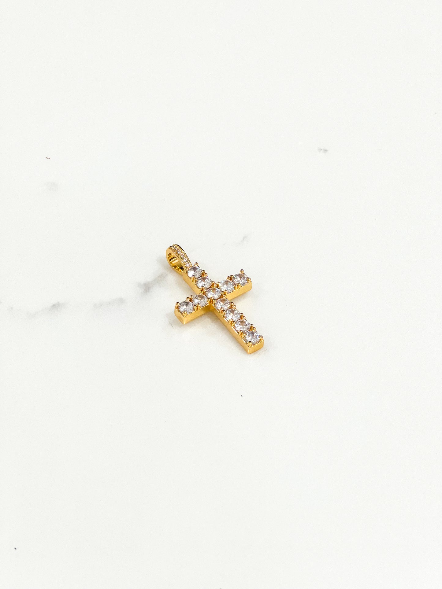 Micro Gold Diamond Cross Pendant