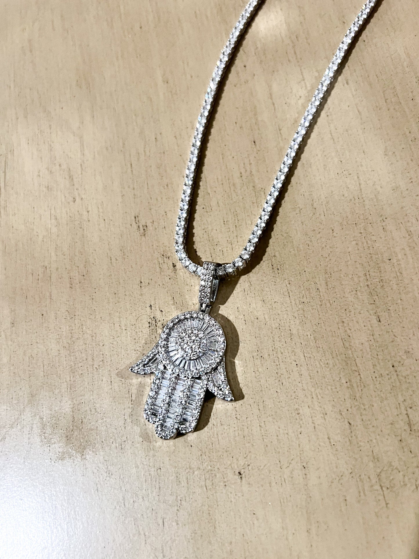 Women's Baguette Hamsa Hand Pendant