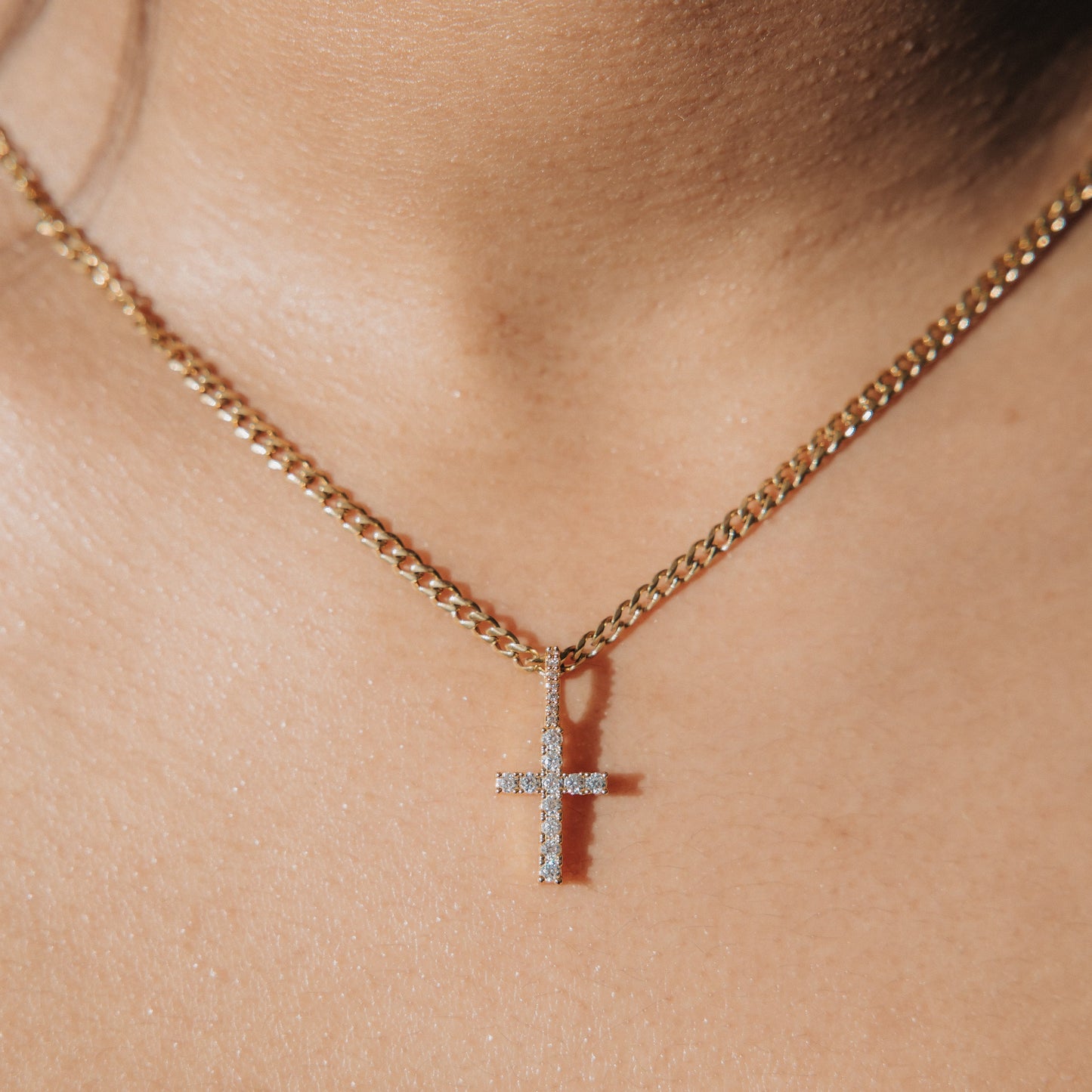 Women's Diamond Micro Cross Pendant